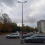 Lampadaire LED à grille composite avec poteau et flèche arquée à un bras