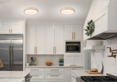 Plafonnier LED blanc + bois 36W 4000K