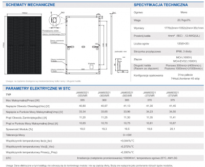 Panneaux solaires JaSolar JAM60S21 355-375/MR