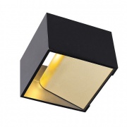  SLV Applique murale carrée en forme de bûche, noir/laiton, LED 5 W, 3 000 K