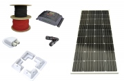 Kit solaire panneau 180W, régulateur, MC4, passe-fil, câble, supports