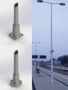 Mât d'éclairage conique composite 8 m pour fondations espacement 250 x 250