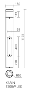 Lampe de parc Karin 1200 LED 16