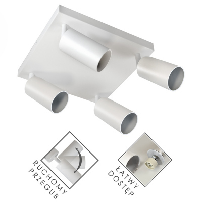 Projecteur Fargo 4xGU10 Lampe carrée blanche