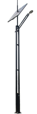 Lampe LED hybride solaire-éolienne 2x96W / panneaux 2x200W / 8m / 2x200Ah (sans turbine)
