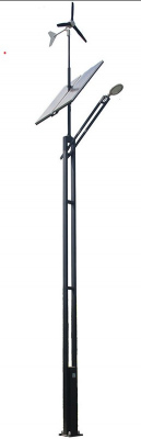 Lampe LED hybride solaire-éolienne 56W / panneaux 2x190W / turbine 300W / 8m