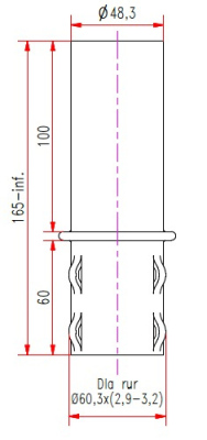 Redukcja NT Fi 60/48 L=100 mm + malowanie