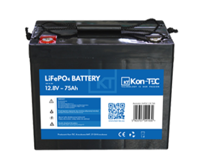 Batterie lithium-fer-phosphate LiFePO4 Kon-Tec 75Ah 12,8V