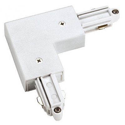 Connecteur coudé pour rail monophasé, mise à la terre externe, blanc