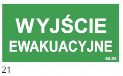 125x250 Piktogram 21 Wyjście Ewakuacyjne Logo Awex (iso7010)