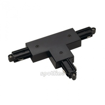 Connecteur en T pour rail 1-f, noir, rond à droite