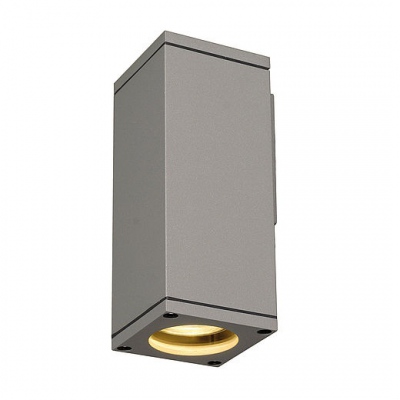 Applique murale Theo Wall Out, carrée, gris argenté, GU10, max. 35 W
