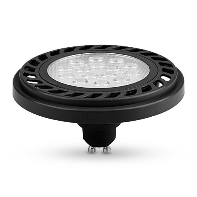 Ampoule AR111 SOFT GU10, 9 W, blanc chaud, noir, abat-jour rainuré, 30°
