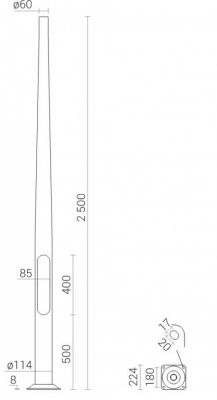 Poteau en aluminium anodisé 2,5 m / B60