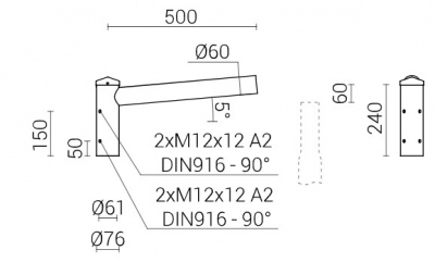 Flèche en aluminium WR-4/1/0,5/5 ZP anodisé graphite