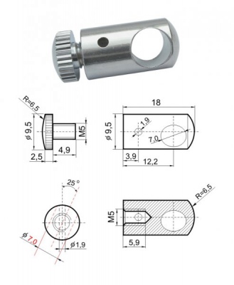 Fixation de câble au câble - laiton chromé - ET-105-03 (jeu de 100 pièces)