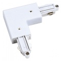 Connecteur coudé pour rail monophasé, mise à la terre interne, blanc