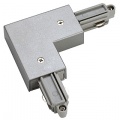 Connecteur coudé pour rail monophasé, mise à la terre interne, gris argenté