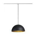 Suspension Forchini M, 40 cm, ronde, noire/dorée, E27, adaptateur monophasé