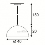 Suspension Forchini M 40 cm, ronde, noire/dorée, adaptateur monophasé E27 noir